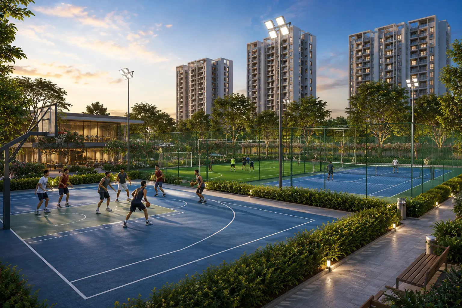SOBHA OneWorld tennis and multi-sport courts