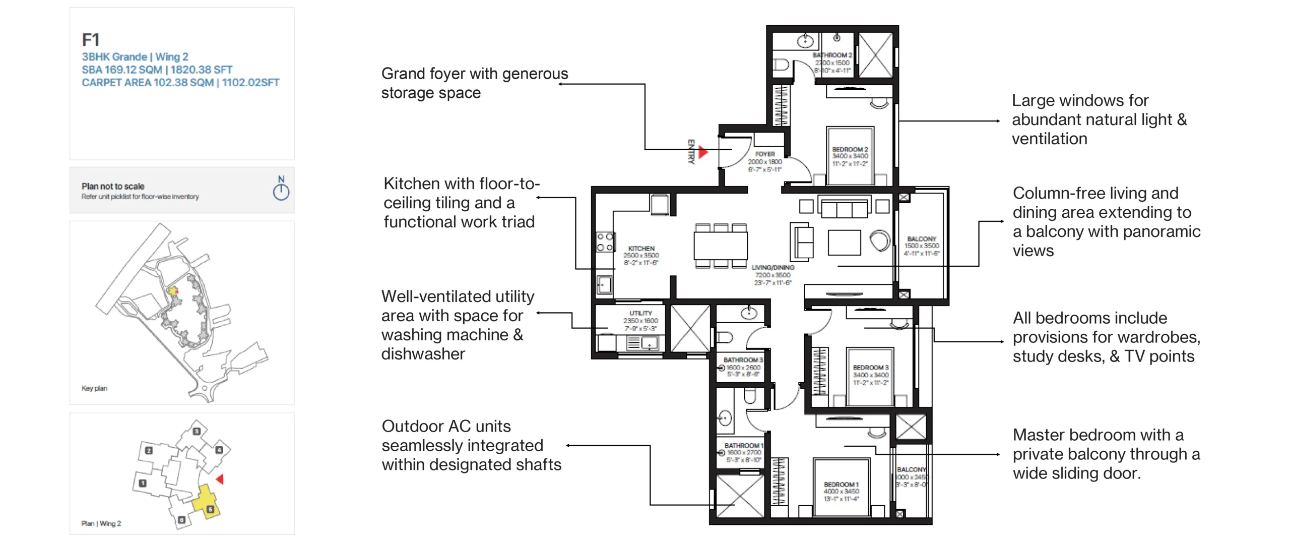 SOBHA OneWorld 1, 2 & 3 BHK floor plan layouts